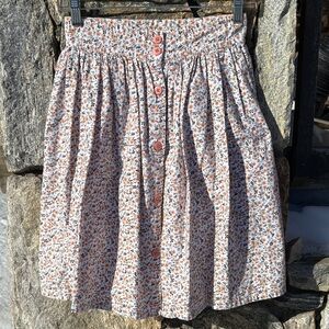 Pinwheels Floral Boho Festival Button-Down Skirt Cotton Vintage women 2 junior 7